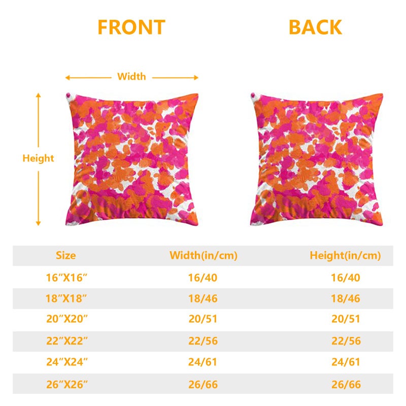 Jbralid Colorful Color Bold Girly Hot Pink Fuchsia Orange Paint Vibrant Pillow Cover Hidden Zipper Cotton Indoor Throw Pillow Case Cushion 16x16 in - Image 5